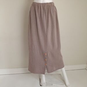 Winter Sun Lagenlook Linen/Cotton Striped  Midi Skirt